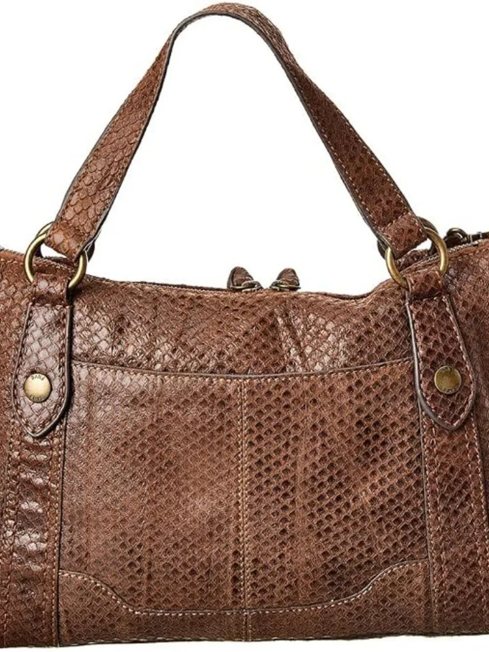 Frye Melissa Medium Cognac Snake Satchel